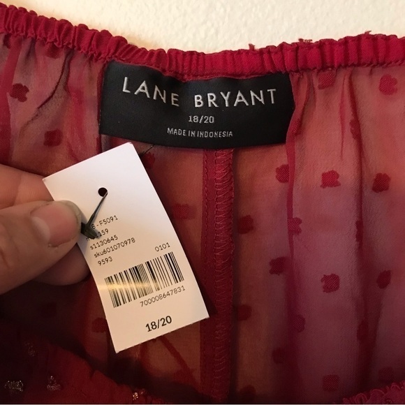 Lane Bryant wine coloured sheer blouse with gold flecks.  New with tags. - Picture 2 of 9